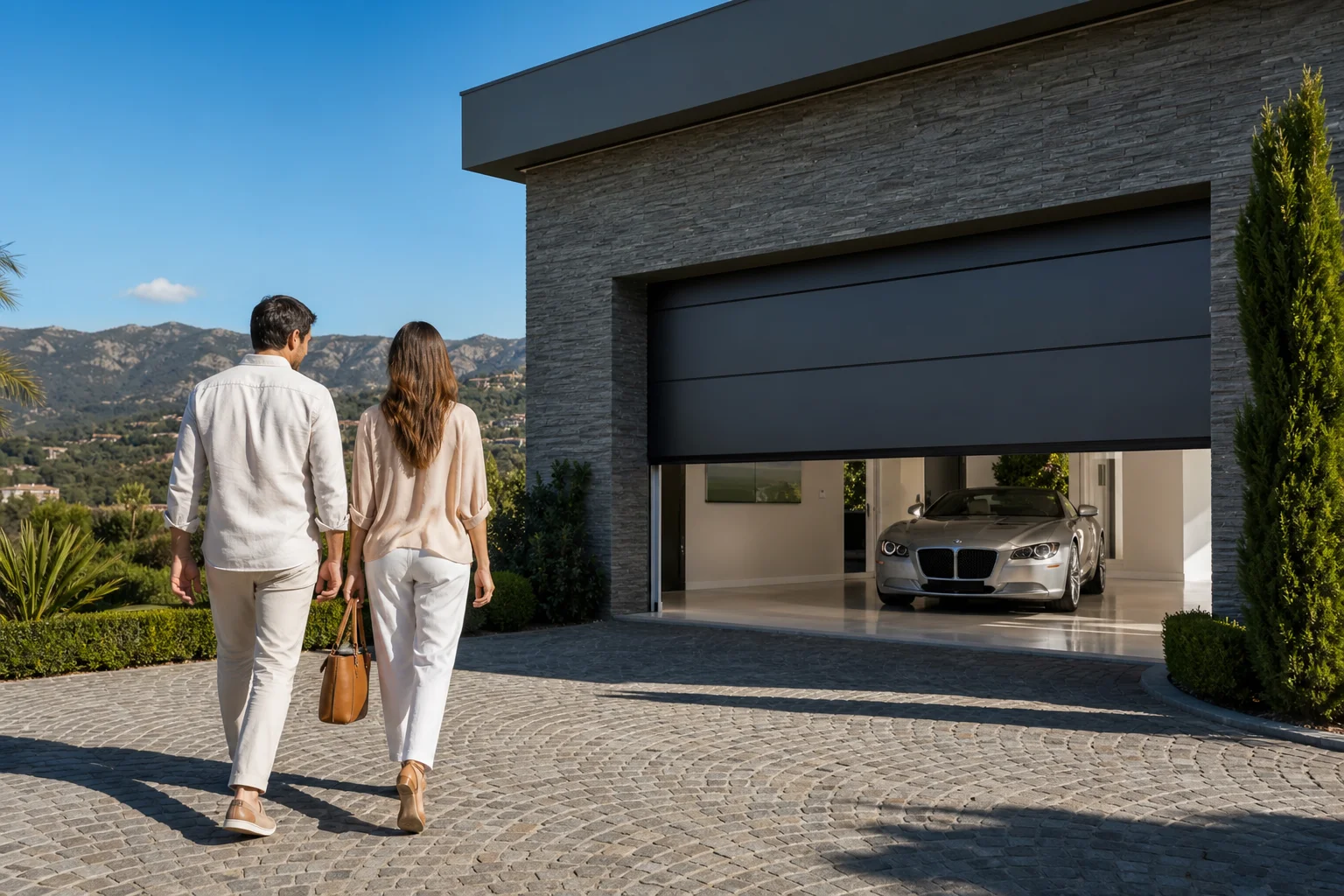 INFINITI Sektional-Garagentor an modernem Einfamilienhaus