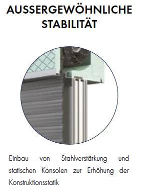 Abbildung Einbau Stahlverstärkung und statischen Konsolen zur Erhöhung der Konstruktionsstatik.