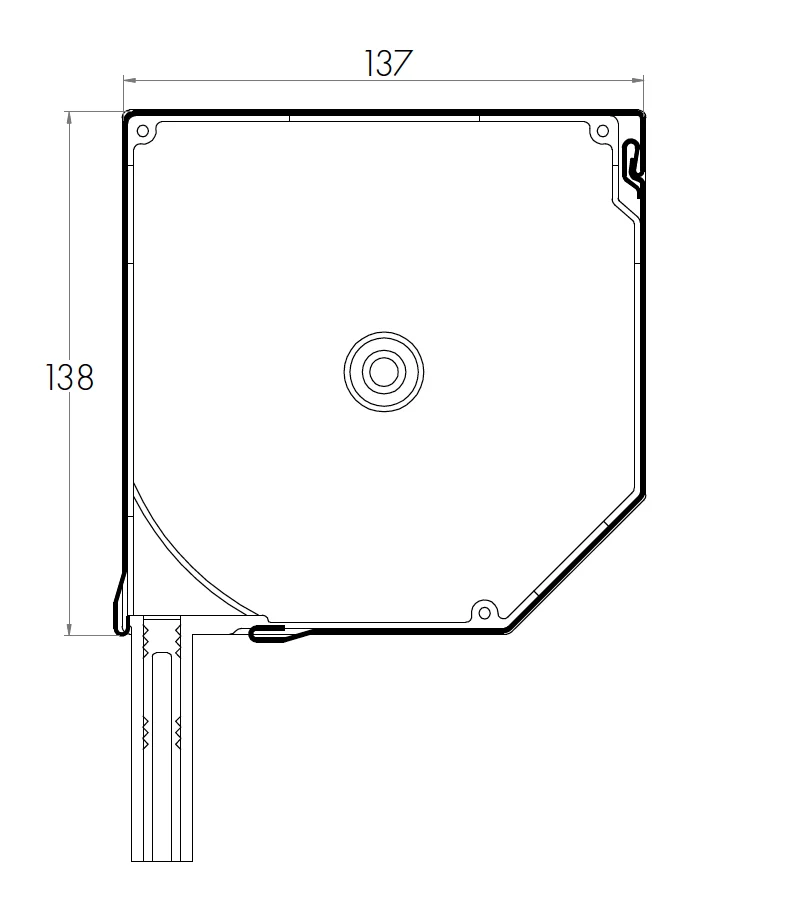 Rollladenkasten für die maximale Rollladenhöhe 137 x 137 mm erhältlich für die Durchmesser 40, 50 oder 60 cm.