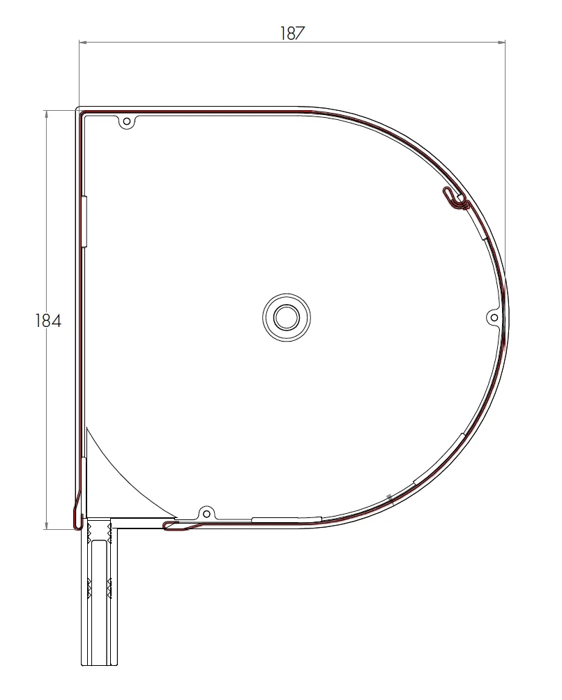 Rollladenkasten für die maximale Rollladenhöhe 184 x 187 mm erhältlich für die Durchmesser 40, 50 oder 60 cm.