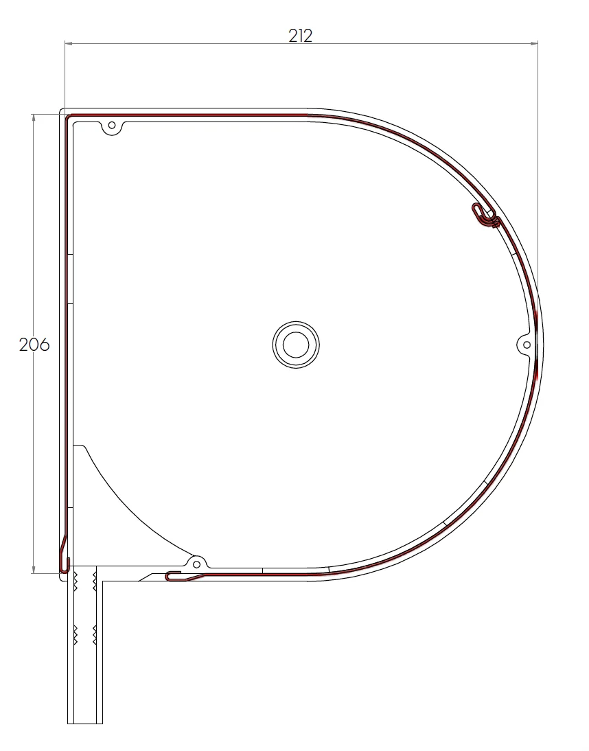 Rollladenkasten für die maximale Rollladenhöhe 206 x 212 mm erhältlich für die Durchmesser 40, 50 oder 60 cm.