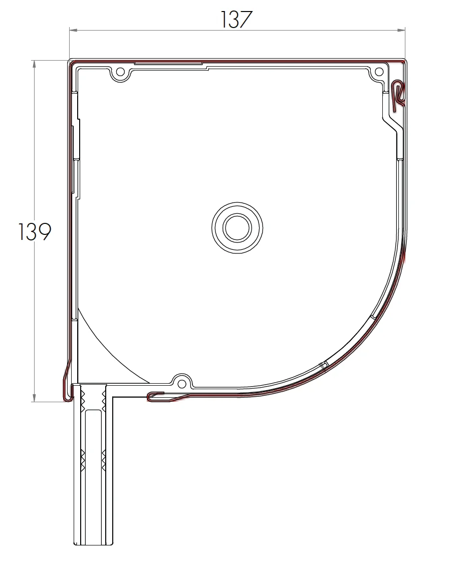 Rollladenkasten für die maximale Rollladenhöhe 141 x 141 mm erhältlich für die Durchmesser 40, 50 oder 60 cm.