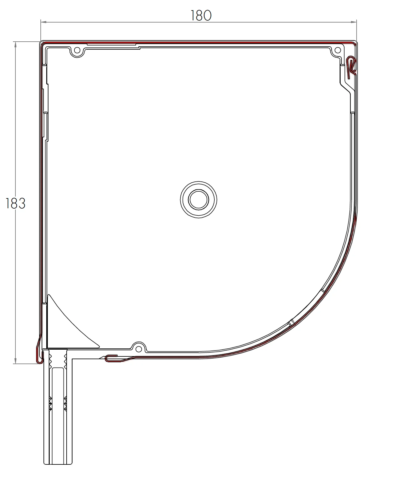 Rollladenkasten für die maximale Rollladenhöhe 184 x 187 mm erhältlich für die Durchmesser 40, 50 oder 60 cm.